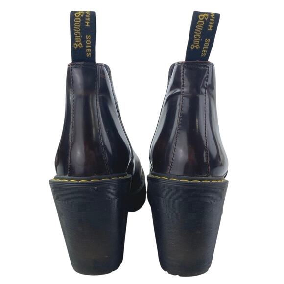 Dr. Martens Husrton Women's Black Red Leather Heeled Platform Chelsea Boots Sz 7 - Picture 3 of 7